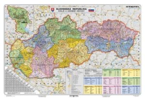 Slovensko - administratívní členění - kraje, 135 x 100cm