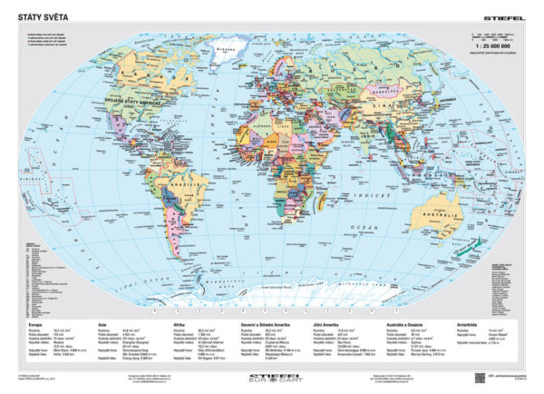 Svět - politická / obecně geografická, 160x120 cm
