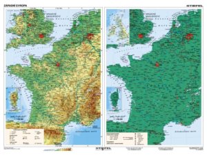 Západní Evropa obecně geografická / hospodářská, 160x120 cm