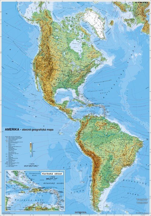Amerika - obecně geografická, 120x160 cm