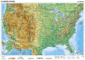 USA - obecně geografická / politická, angl., 160x120cm