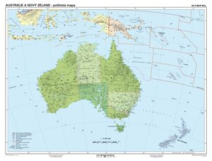 Austrálie a Nový Zéland obecně geografická / politická, 160x120cm, 2v1 (+15 A3)