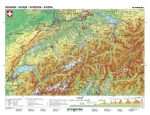 Švýcarsko - obecně geografická,něm., 160x120cm MONO (+15 A3)