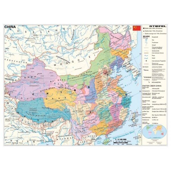 Čína - politická, něm., 160x120 cm MONO