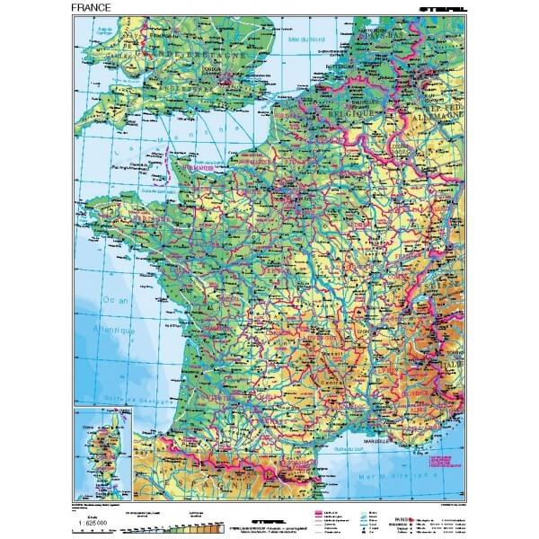 Francie - obecně geografická, fr., 160x120cm MONO