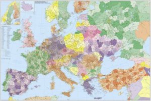 Evropa - silniční síť + PSČ