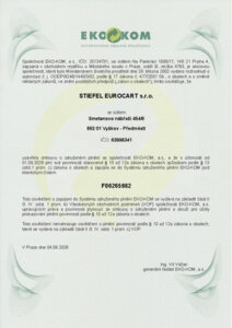 Certifikát EKO-KOM F06265982